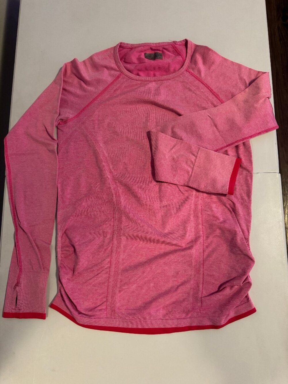 Athleta Fastest Track Seamless Long Sleeve Workout Top Pink Heather Medium